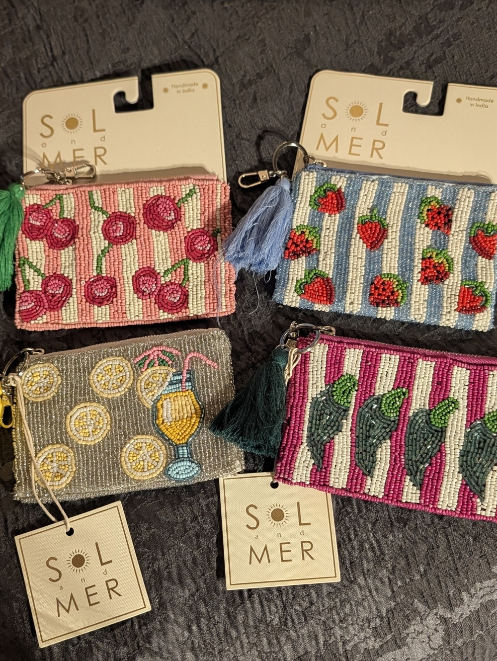 Wandering Moon & Sol and Mer Beaded Zipper Pouches 7pc Lot - Picture 7 of 16